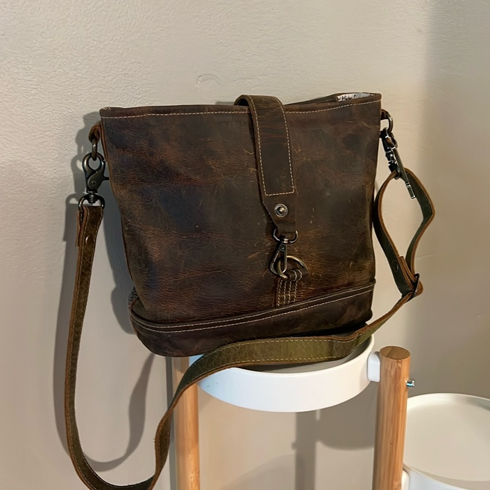 Myra crossbody or shoulder bag with adjustable strap thick durable leather